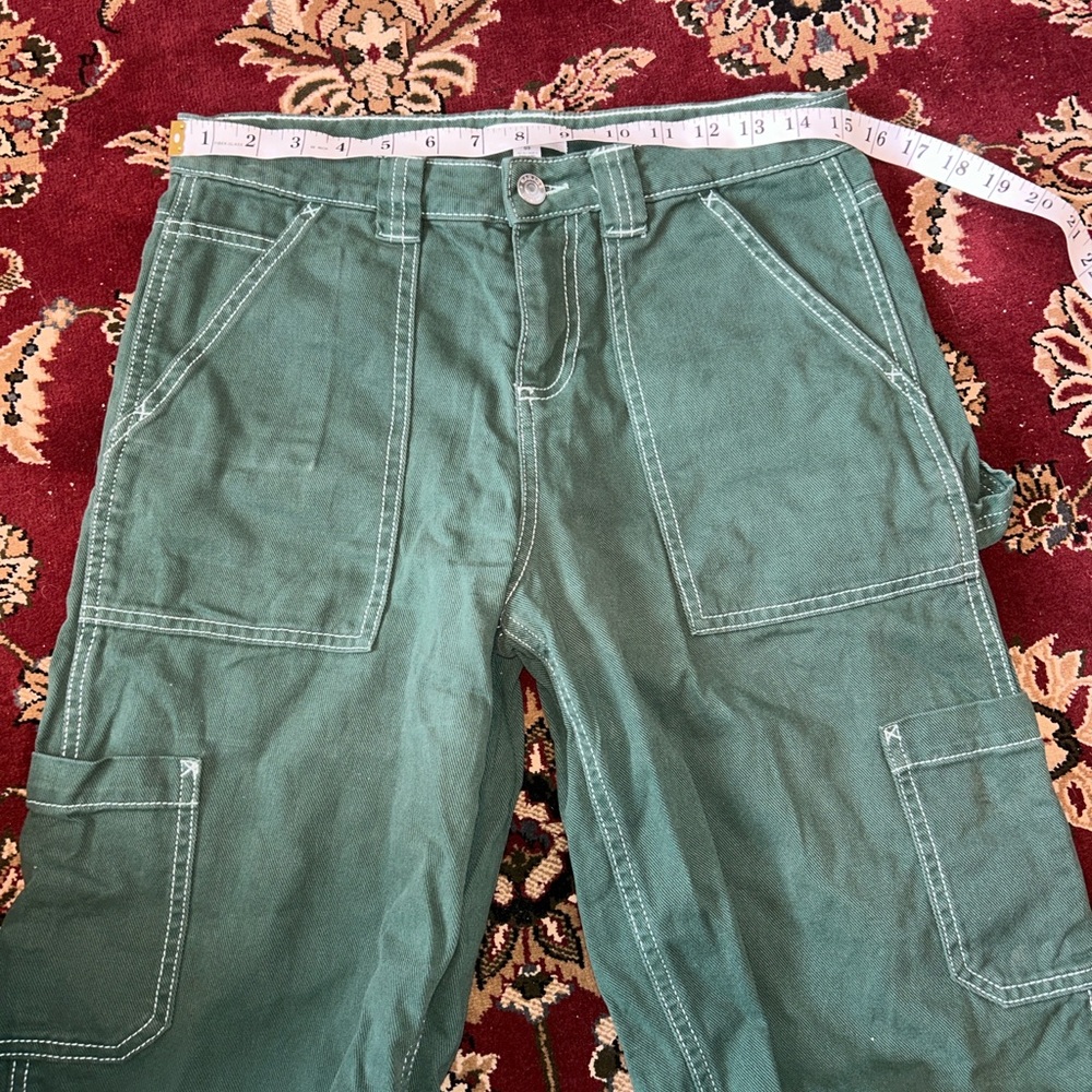 Garage‎ Dani Carpenter Pants Forest Green Cotton Cargo juniors sz 3 relaxed fit - Picture 9 of 12